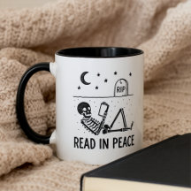 Funny Skeleton Read in Peace for Avid Book Readers