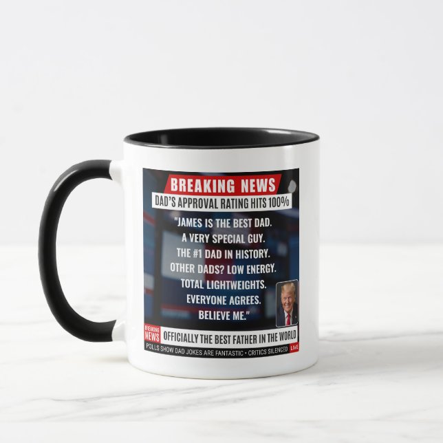 Caneca Funny Trump Speech Best Dad Breaking News Parody (Esquerda)
