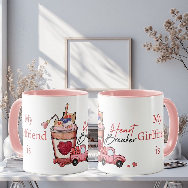 Caneca Funny Typography My Girlfriend is Heart Breaker  (Funny Typography My Girlfriend is Heart Breaker Mug)