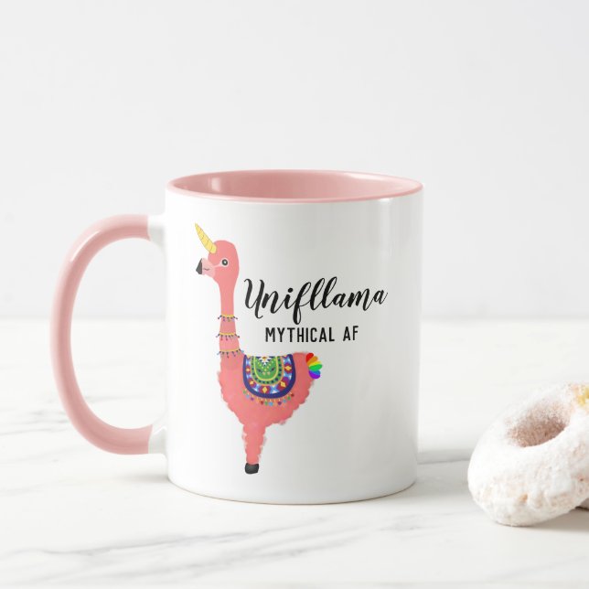 Caneca Funny Unicorn Flamingo Llama Inspirador Unifllama (Com Donut)