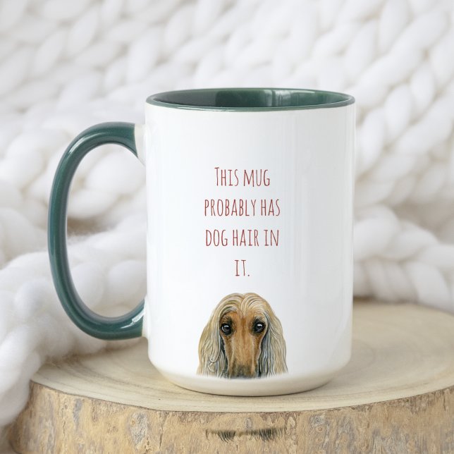 Caneca Funny Watercolor 100% Afegão Hound Custom Dog Name (Front )