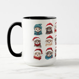 Caneca Furões Adoráveis em Chapéus de Natal