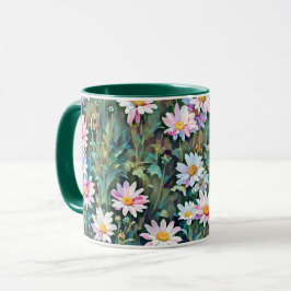 Caneca Fuseleiras Rosa Daisy Flowers Garden Daisiers Taça