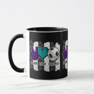 Caneca Futebol de amor à paz em branco e preto