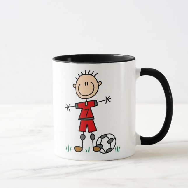 Caneca Futebol uniforme vermelho do menino (Direita)