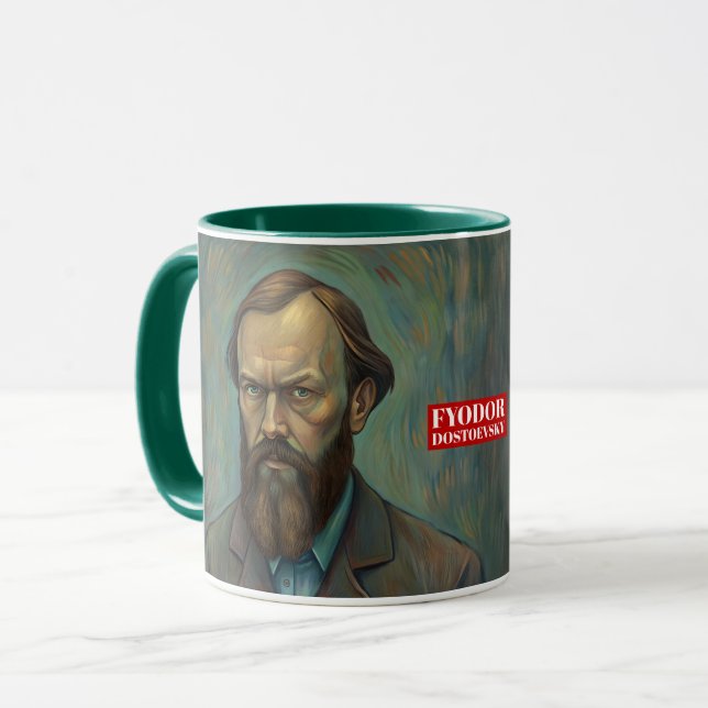 Caneca Fyodor Dostoevsky cita escritores russos (Frente Esquerda)