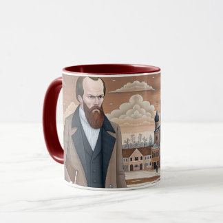 Caneca Fyodor Dostoevsky, ler Dostoyevsky é meu passatemp