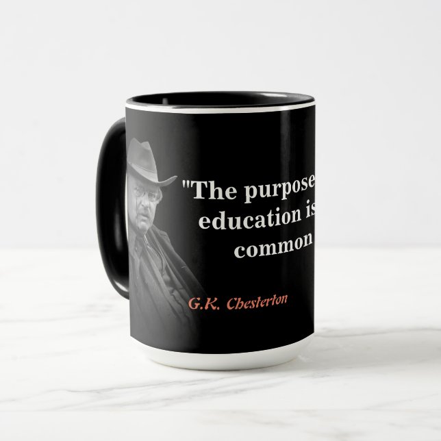 Caneca G.K. Citação de Chesterton sobre Educação Obrigató (Frente Esquerda)