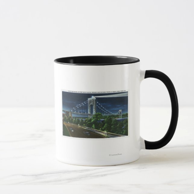 Caneca G. Washington Bridge, Hudson à noite (Direita)