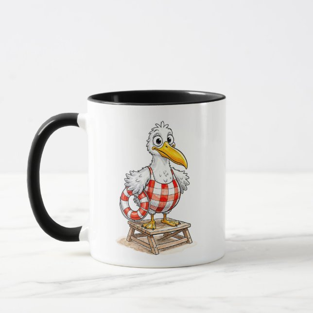 Caneca Gaivota Cômica Guarda-Vidas Ave (Esquerda)
