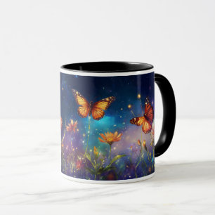 Caneca Galácticos Flores Selvagens e Borboleta: Univers S