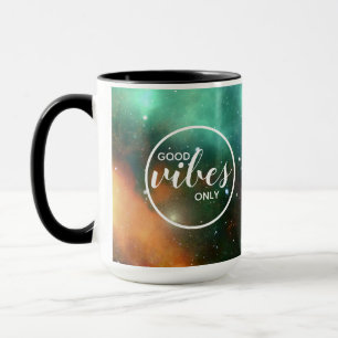 Caneca Galáxia Cosmos Espaço Só Boas Vibrações Tipografia