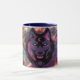 Caneca Galáxia da Natureza, Arte Gráfica do Lobo Cósmico