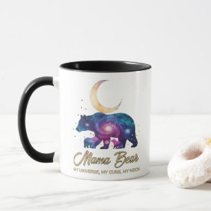 Caneca Galáxia Mamãe Urso & Silhueta da Lua dos Filhotes