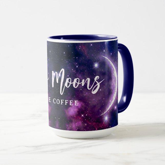 Caneca Galáxia Roxa Mística Lua Crescente Celestial (Frente Esquerda)