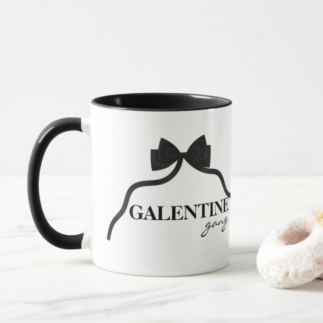 Caneca Galentine gang Amigo Namorados Negro Arco (Com Donut)