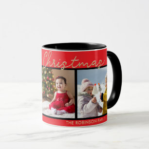 Caneca Galeria de 3 Fotos Natal Vermelho Festivo Alegre