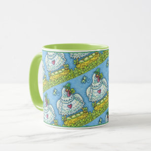CANECA GALINHA IRLANDESA ENGRAÇADA, OVOS VERDES E TREVOS