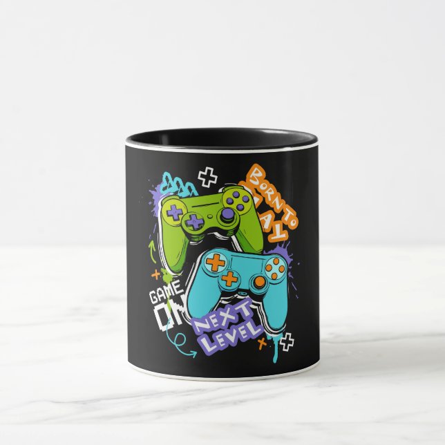 Caneca Game controllers Graffiti  Gaming Born To Play  (Centro)