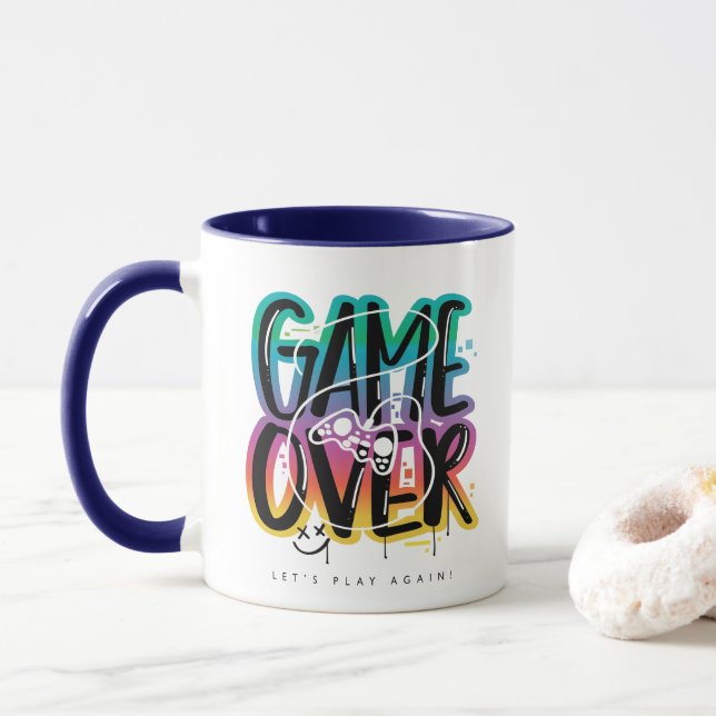 Caneca Game over graffiti joystick gamer (Com Donut)