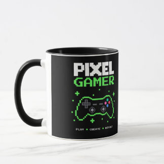 Caneca Gamer de Pixel Art – Jogar Criar Repetir