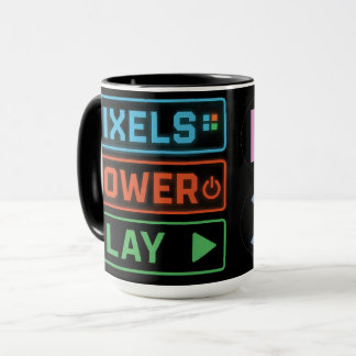 Caneca Gaming Mug – Pixels Power Play Neon Coffee Cup