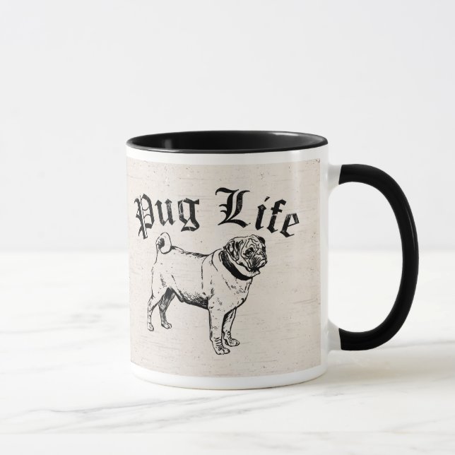 Caneca Gângster engraçado do cão da vida do Pug (Direita)
