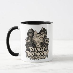 Caneca Gangue de Gatos Preta Vintage com Humor Sarcástico