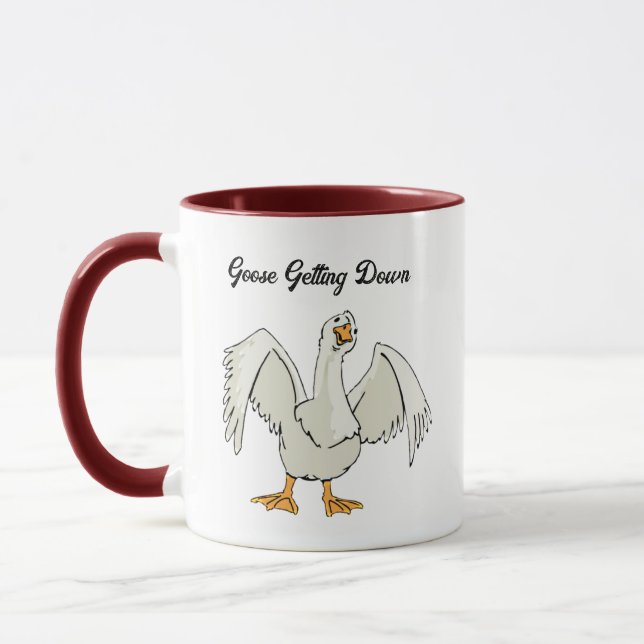 Caneca Ganso Branco Dançando Desenho Animado Engraçado (Esquerda)