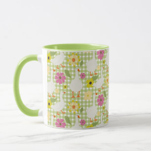 Caneca Gansos Cutos Com Flores Desenhadas À Mão - Verific