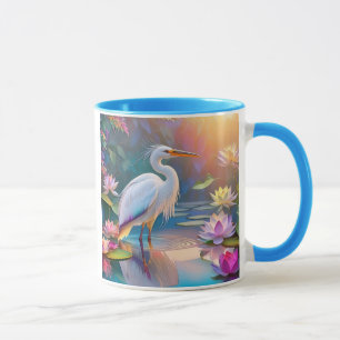 Caneca Garça Branca de Bico Laranja Fantasia