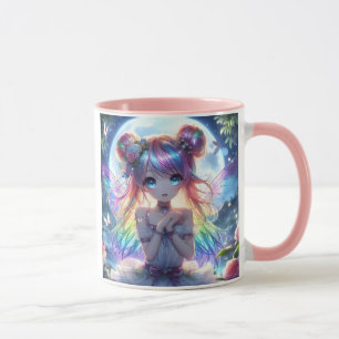 Caneca Garota anime Cabelo Arco-Íris Cantando Fada de Lua