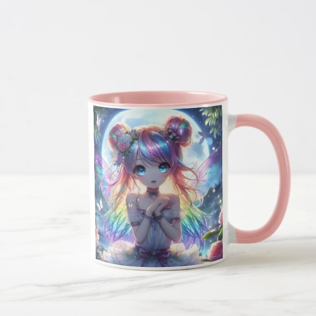 Caneca Garota anime Cabelo Arco-Íris Cantando Fada de Lua (Direita)