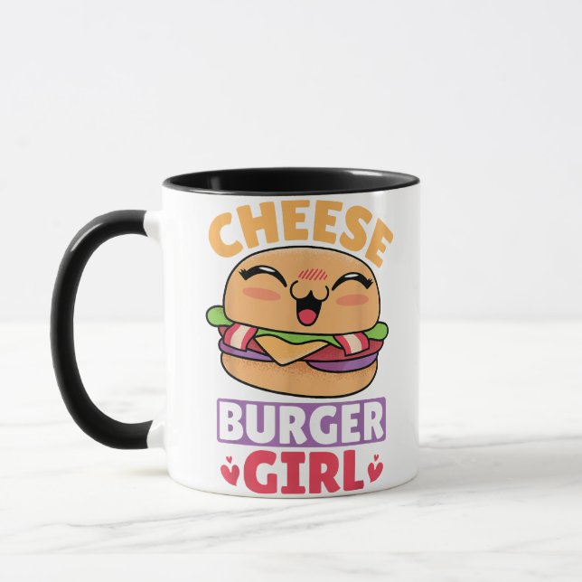 Caneca Garota Cheeseburger, Mulheres Hamburger e Cheesebu (Esquerda)