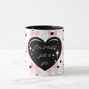 Caneca Garota Coquette Pink Black Heart Apenas uma Garota
