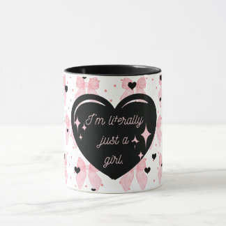 Caneca Garota Coquette Pink Black Heart Apenas uma Garota