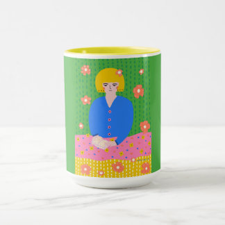 Caneca Garota Cozy Bookworm Folk Art Lendo
