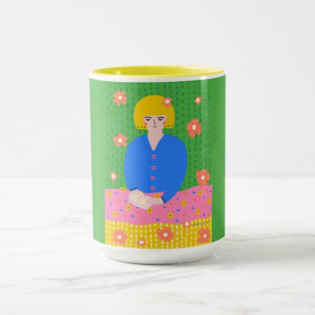 Caneca Garota Cozy Bookworm Folk Art Lendo (Centro)