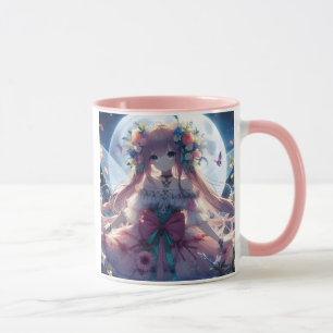 Caneca Garota de Anime Flor Lua Fada