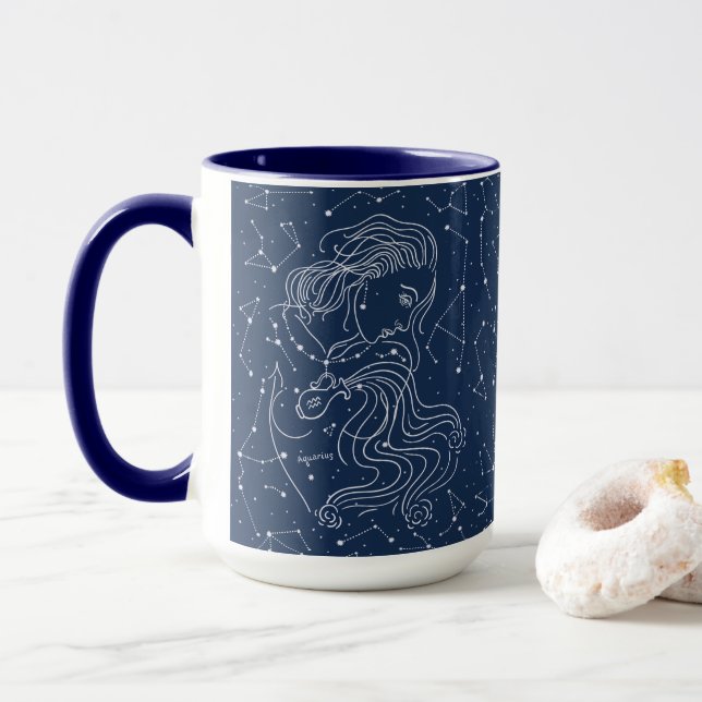 Caneca Garota de Aquário Signo do Zodíaco (Com Donut)
