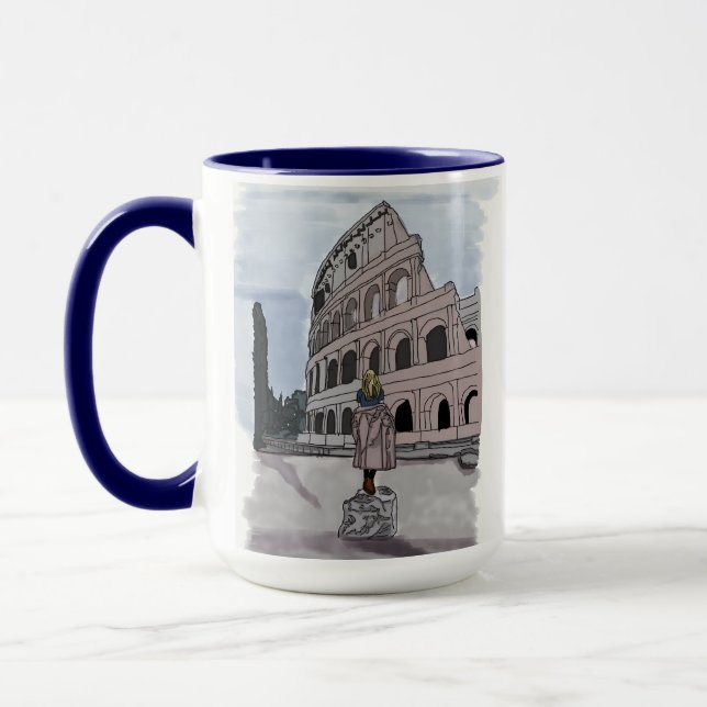 Caneca Garota em frente a Colosseum. (Esquerda)