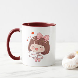 Caneca Garota Fofa Com Carta de Amor