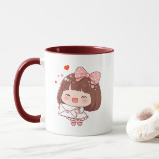 Caneca Garota Fofa Com Carta de Amor