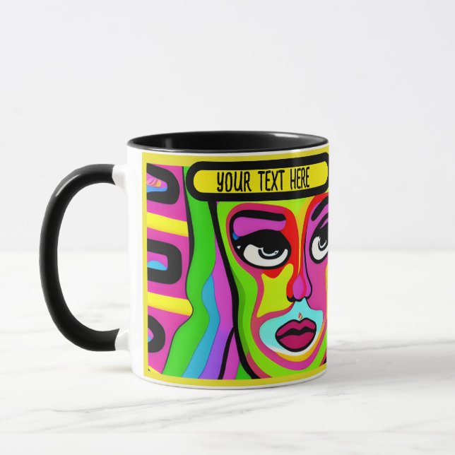 Caneca garota maquiagem pshycodelic editável (Esquerda)