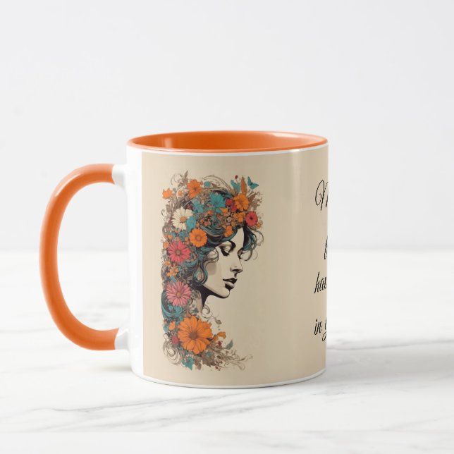 Caneca Garota retrô com flores no cabelo (Esquerda)