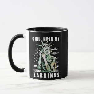 Caneca Garota, Segure Meu Estado De Liberdade De Arranjo 