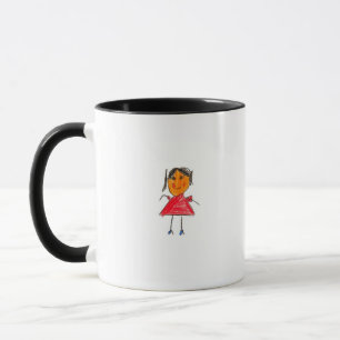 Caneca Garota sorridente no vestido vermelho