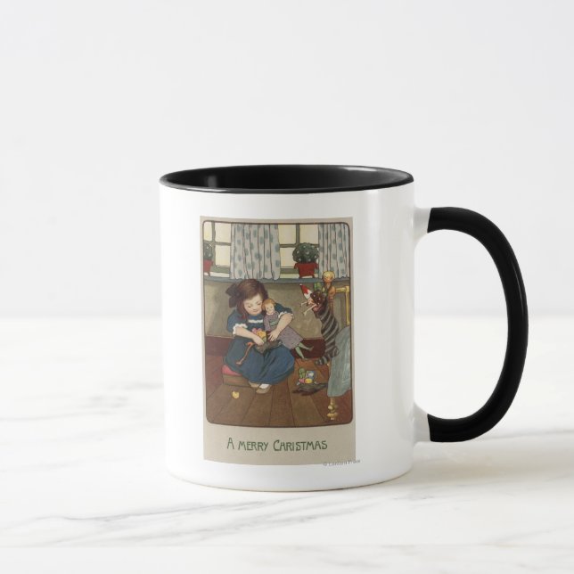 Caneca Garota verificando seu Cheio Calçado de Goodies (Direita)