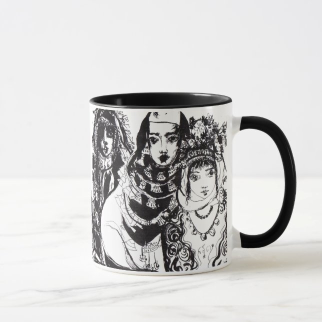 Caneca GAROTAS ANATOLIANAS Negra Moda Étnica Branca Negra (Direita)