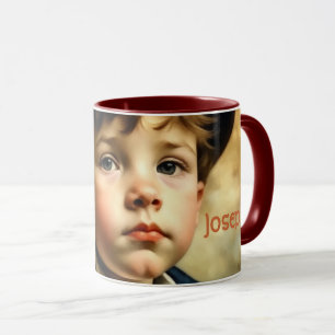 Caneca Garotinho vitoriano. Sepia, Vintage.Nome editável